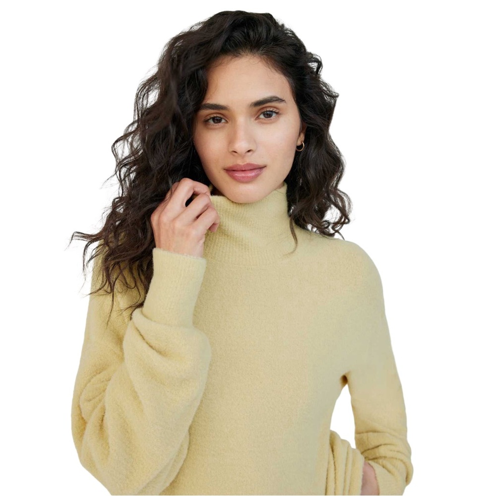 Aritzia Wilfred Free Hush Knit Turtleneck Butter Yellow Small